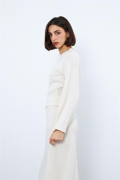 Свитер с полосками из органической шерсти и органического хлопка KZK10130KEMİK