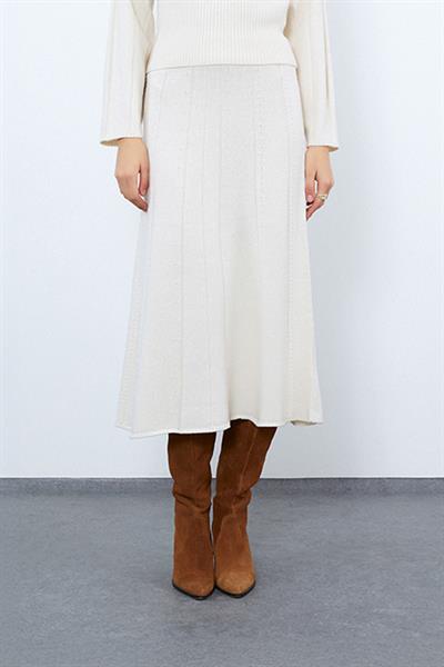 Миди-юбка с полосками из органической шерсти и органического хлопка ETK10130KEMİK