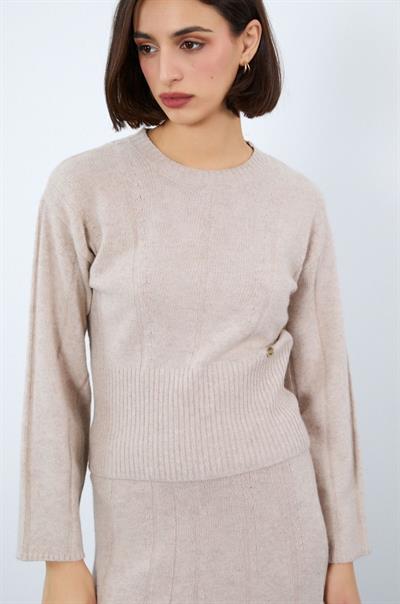 Свитер с полосками из органической шерсти и органического хлопка KZK10130BEJ