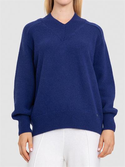 Свитер с V-образным вырезом из смеси органической шерсти и хлопка KZK8706LACIVERT