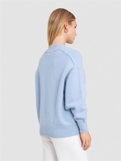 Свитер с V-образным вырезом из смеси органической шерсти и хлопка KZK8706MAVI