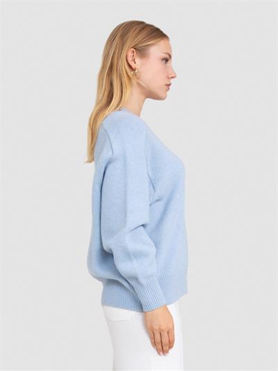 Свитер с V-образным вырезом из смеси органической шерсти и хлопка KZK8706MAVI