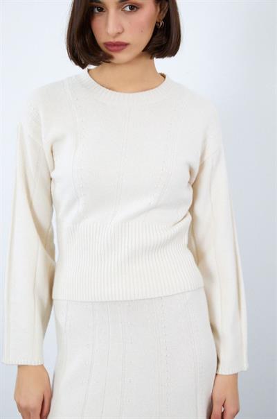 Свитер с полосками из органической шерсти и органического хлопка KZK10130KEMİK