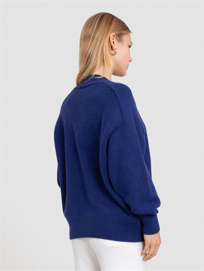 Свитер с V-образным вырезом из смеси органической шерсти и хлопка KZK8706LACIVERT