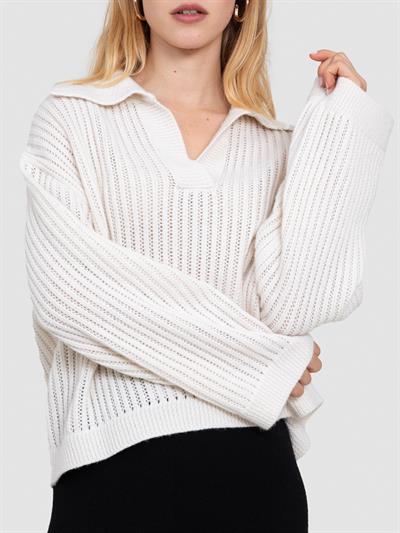 Свитер открытые бейки из смесовой органической шерсти и шерсти. KZK8130KEMIK