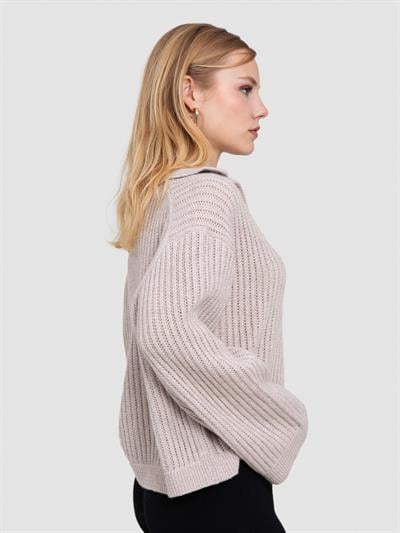 Свитер открытые бейки из смесовой органической шерсти и шерсти. KZK8130BEJ