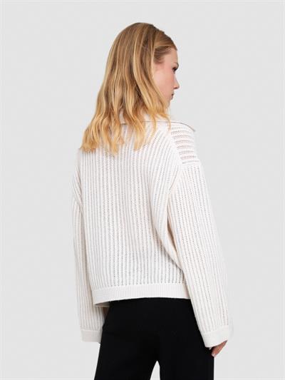 Свитер открытые бейки из смесовой органической шерсти и шерсти. KZK8130KEMIK