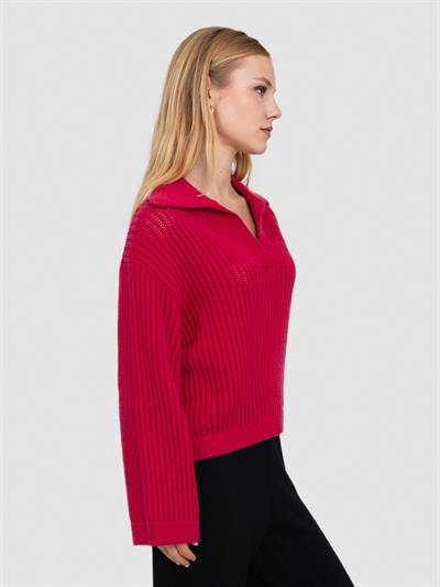 Свитер открытые бейки из смесовой органической шерсти и шерсти. KZK8130FUŞYA