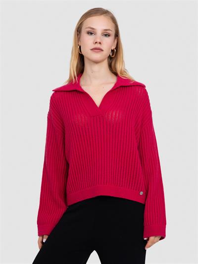 Свитер открытые бейки из смесовой органической шерсти и шерсти. KZK8130FUŞYA