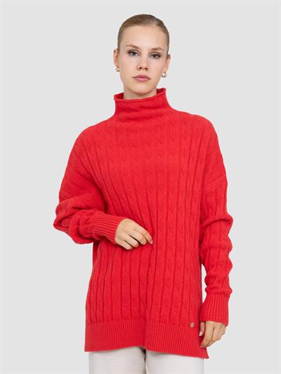 Туника с верхним воротником из смесовой органической шерсти и шерсти TNK8630NARCICEGI