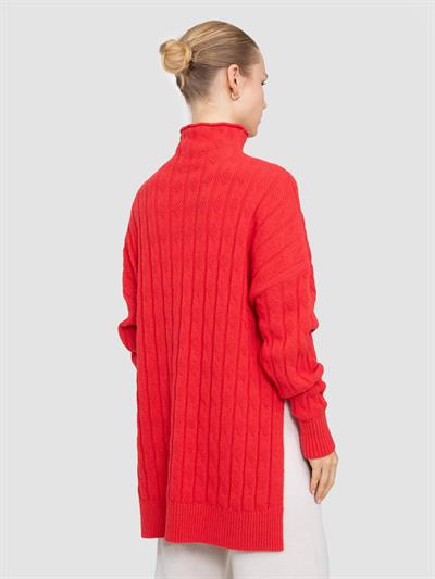 Туника с верхним воротником из смесовой органической шерсти и шерсти TNK8630NARCICEGI