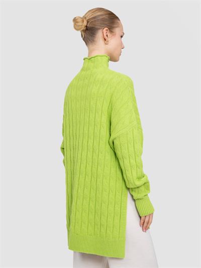 Туника с верхним воротником из смесовой органической шерсти и шерсти TNK8630FISTIKYESILI