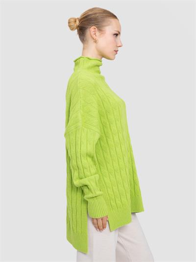 Туника с верхним воротником из смесовой органической шерсти и шерсти TNK8630FISTIKYESILI