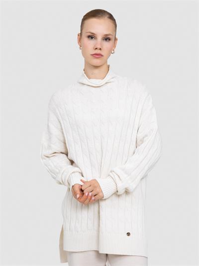 Туника с верхним воротником из смесовой органической шерсти и шерсти TNK8630KEMIK