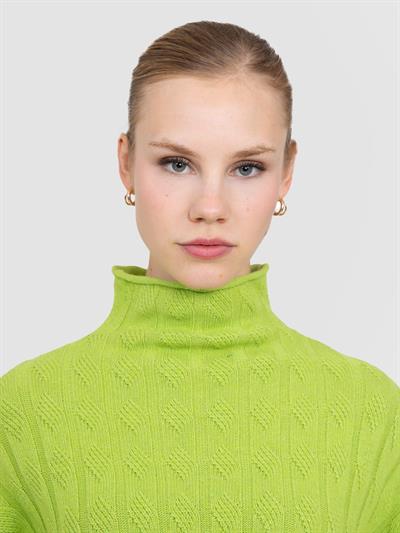 Туника с верхним воротником из смесовой органической шерсти и шерсти TNK8630FISTIKYESILI