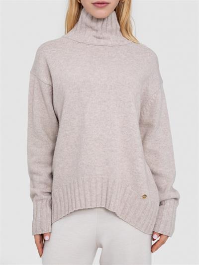 Свитер с воротником из смесовой орановой шерсти и хлопчатобумажной ткани. KZK8552BEJ