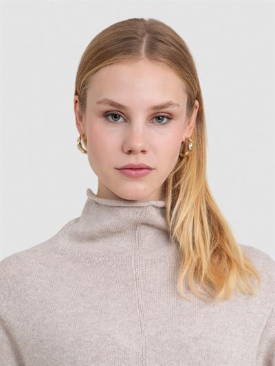 Платье со средним воротником из смесовой органической шерсти и шерсти ELB7092BEJ