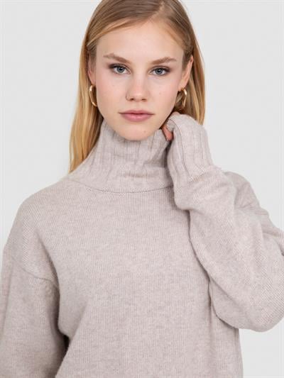 Свитер с воротником из смесовой орановой шерсти и хлопчатобумажной ткани. KZK8552BEJ