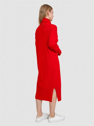 Платье со средним воротником из смесовой органической шерсти и шерсти ELB7092KIRMIZI