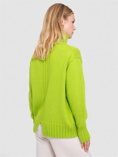 Свитер с воротником из смесовой орановой шерсти и хлопчатобумажной ткани. KZK8552FISTIK YESILİ