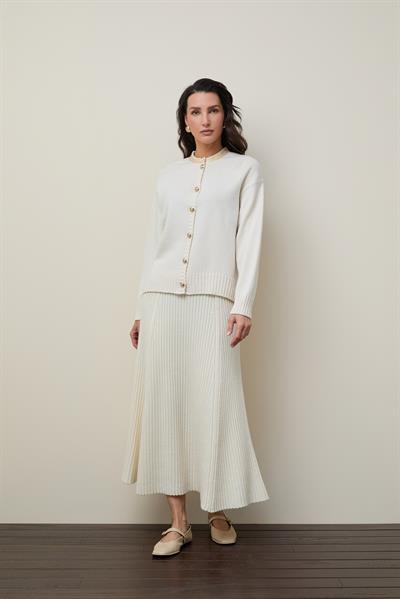 Кардиган из органической шерсти и хлопковой смеси с воротниковой деталью HRK12938KEMİK