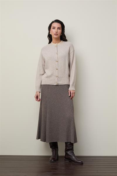 Кардиган из органической шерсти и хлопковой смеси с воротниковой деталью HRK12938BEJ