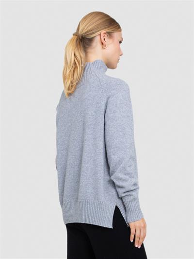 Свитер с воротником из смесовой орановой шерсти и хлопчатобумажной ткани. KZK8664GRI