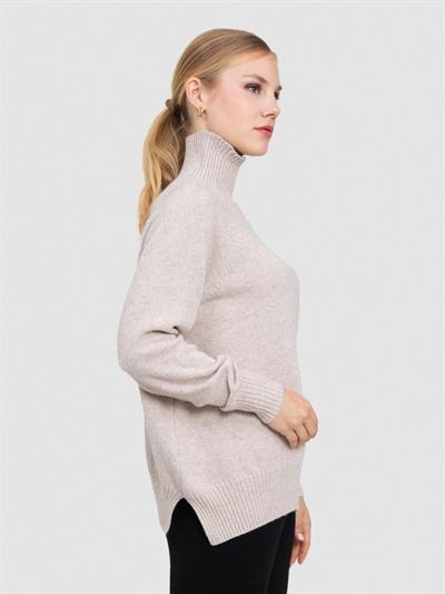 Свитер с воротником из смесовой орановой шерсти и хлопчатобумажной ткани. KZK8664BEJ