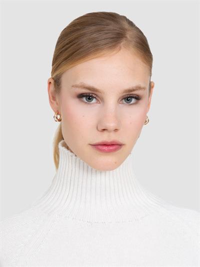 Свитер с воротником из смесовой орановой шерсти и хлопчатобумажной ткани. KZK8664KEMIK