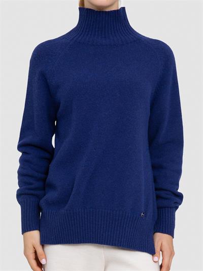 Свитер с воротником из смесовой орановой шерсти и хлопчатобумажной ткани. KZK8664LACIVERT