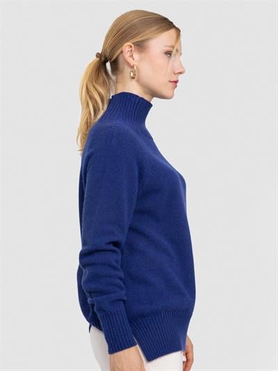 Свитер с воротником из смесовой орановой шерсти и хлопчатобумажной ткани. KZK8664LACIVERT