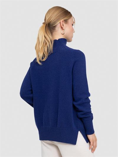 Свитер с воротником из смесовой орановой шерсти и хлопчатобумажной ткани. KZK8664LACIVERT