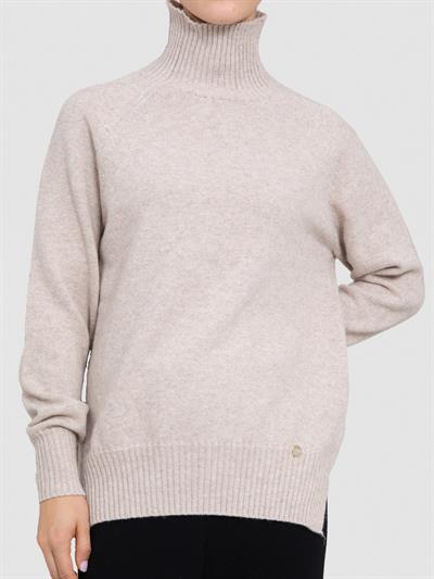 Свитер с воротником из смесовой орановой шерсти и хлопчатобумажной ткани. KZK8664BEJ