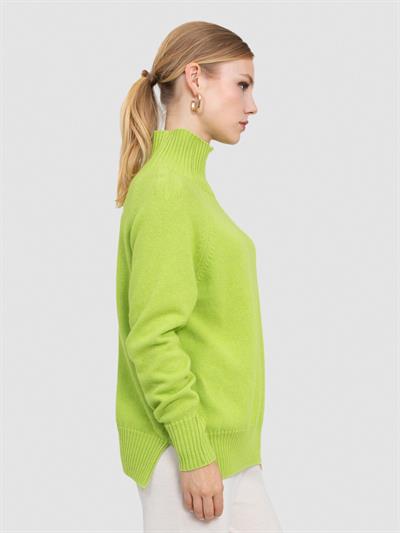 Свитер с воротником из смесовой орановой шерсти и хлопчатобумажной ткани. KZK8664FISTIK YESILİ