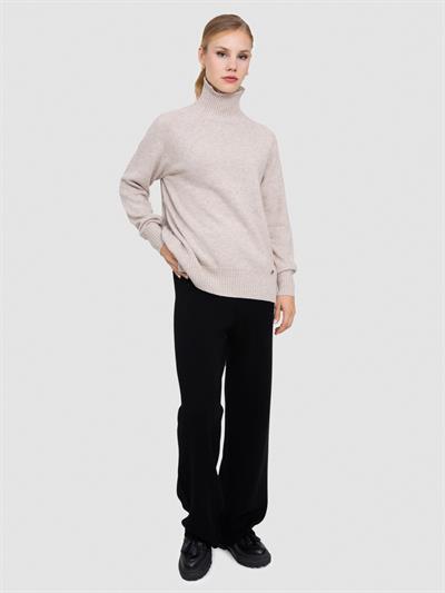 Свитер с воротником из смесовой орановой шерсти и хлопчатобумажной ткани. KZK8664BEJ