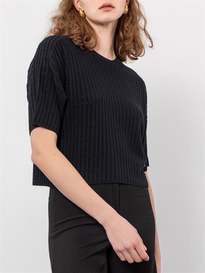 Вязаный свитер с круглым вырезом KZK9142SIYAH