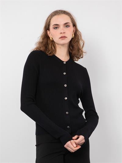 Вязаный кардиган с пуговицами HRK9174SIYAH