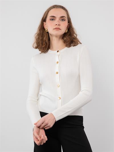 Вязаный кардиган с пуговицами HRK9174BEYAZ