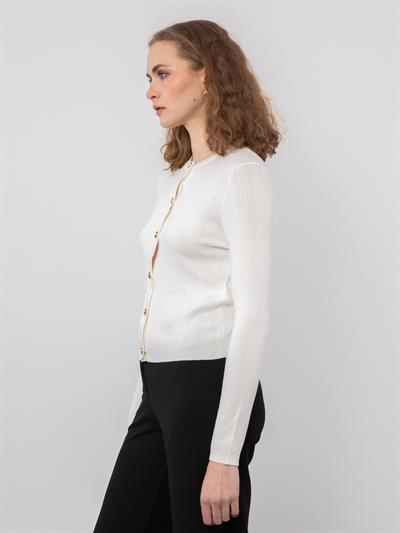 Вязаный кардиган с пуговицами HRK9174BEYAZ
