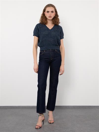 Вязаный свитер из смеси хлопка для игр KZK9816LACIVERT