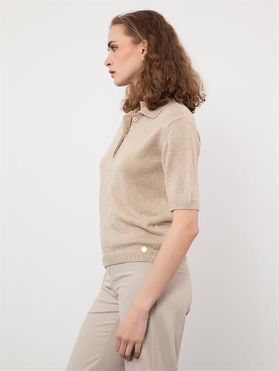 Свитер с пуговицами из смеси хлопка и льна KZK9728BEJ