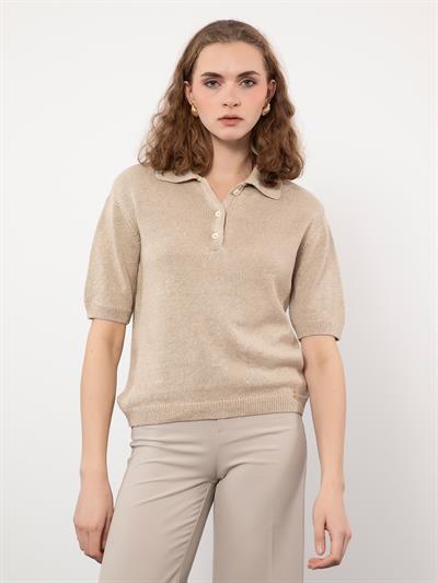 Свитер с пуговицами из смеси хлопка и льна KZK9728BEJ