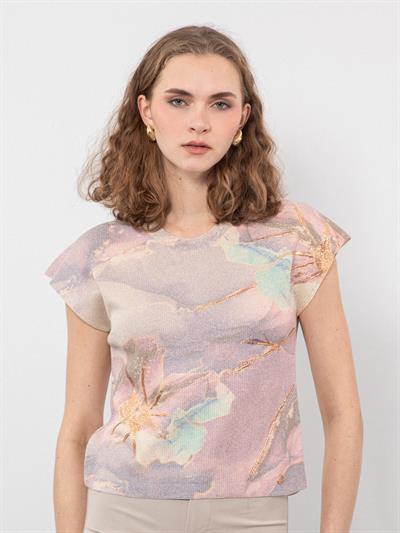 Яркий свитер с детальным принтом KZK7914LILA