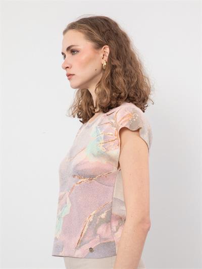 Яркий свитер с детальным принтом KZK7914LILA