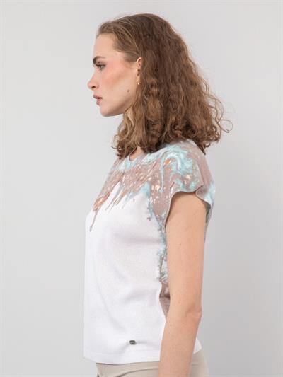 Яркий свитер с детальным принтом KZK7916BEYAZ