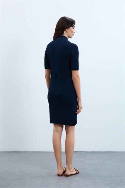 Платье с воротником-поло и пуговицами ELB9144LACİVERT