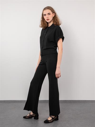 Кардиган с воротником-поло и пуговицами HRK9582SIYAH