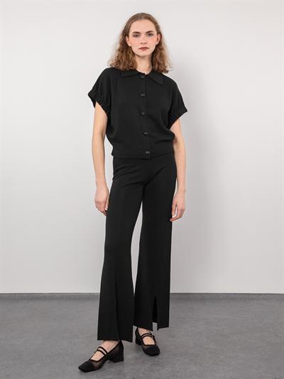 Кардиган с воротником-поло и пуговицами HRK9582SIYAH