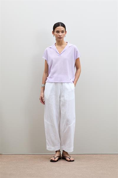 Вязанный свитер с пайетками и воротником-поло