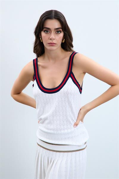 Майка с цветным градиентом и металлизированной веревкой ATL9654BEYAZ